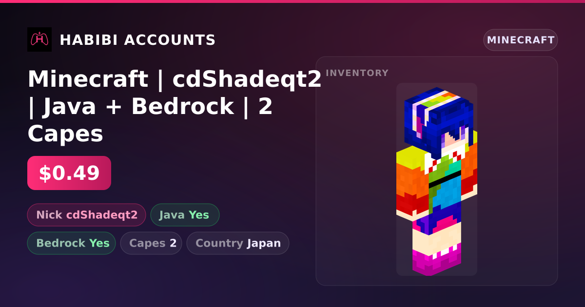 Minecraft | cdShadeqt2 | Java + Bedrock | 2 Capes — HabibiAccounts