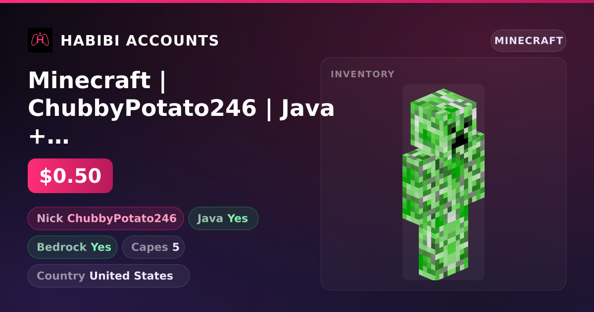Minecraft | ChubbyPotato246 | Java + Bedrock | 5 Capes — HabibiAccounts