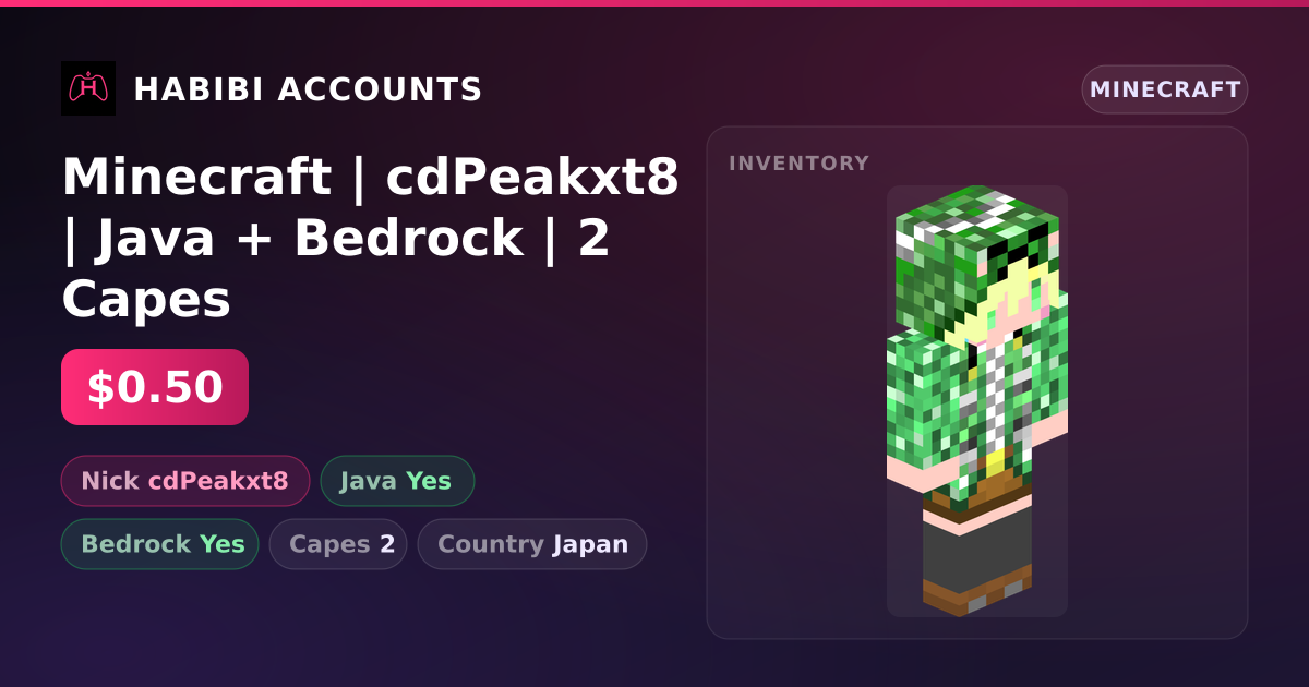 Minecraft | cdPeakxt8 | Java + Bedrock | 2 Capes — HabibiAccounts