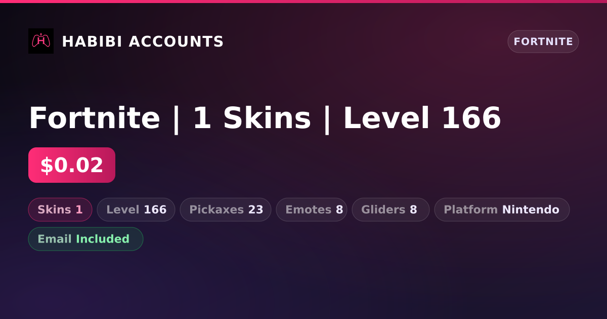 Fortnite | 1 Skins | Level 166 — HabibiAccounts