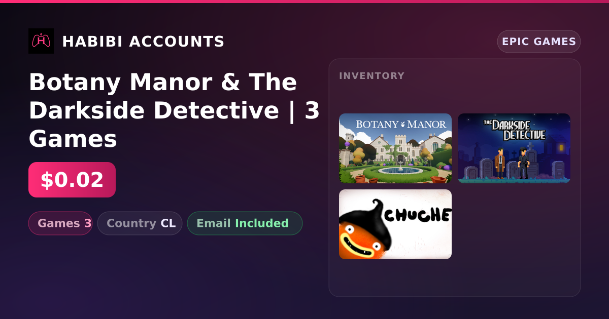 Botany Manor & The Darkside Detective | 3 Games — HabibiAccounts