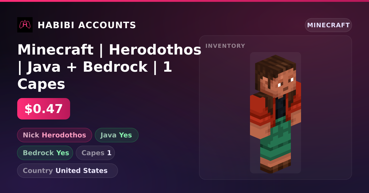 Minecraft | Herodothos | Java + Bedrock | 1 Capes — HabibiAccounts