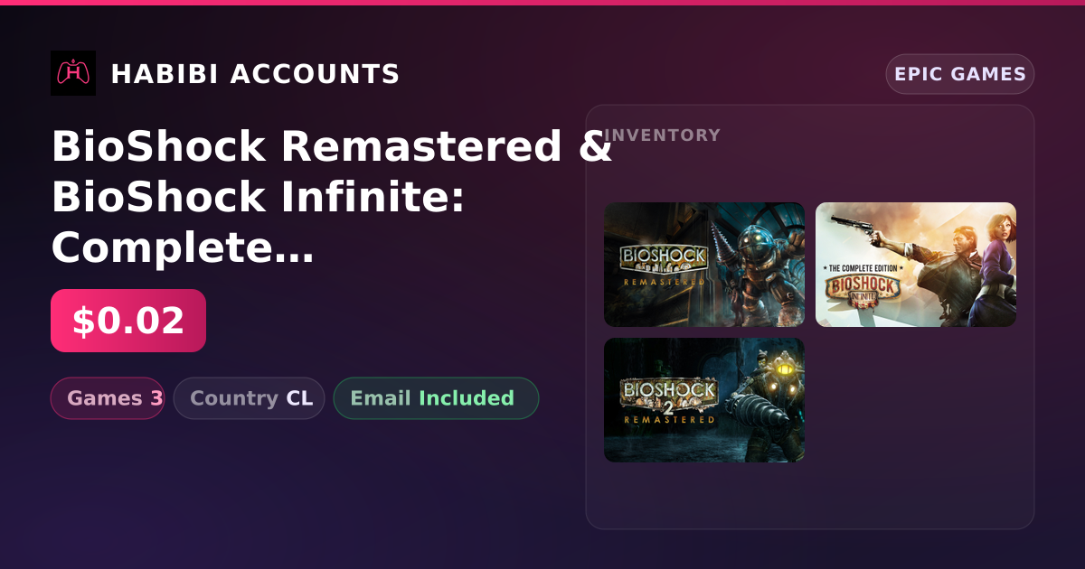 BioShock Remastered & BioShock Infinite: Complete Edition | 3 Games — HabibiAccounts