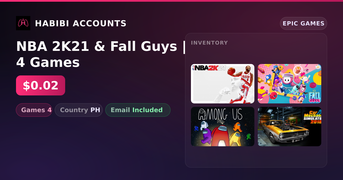 NBA 2K21 & Fall Guys | 4 Games — HabibiAccounts