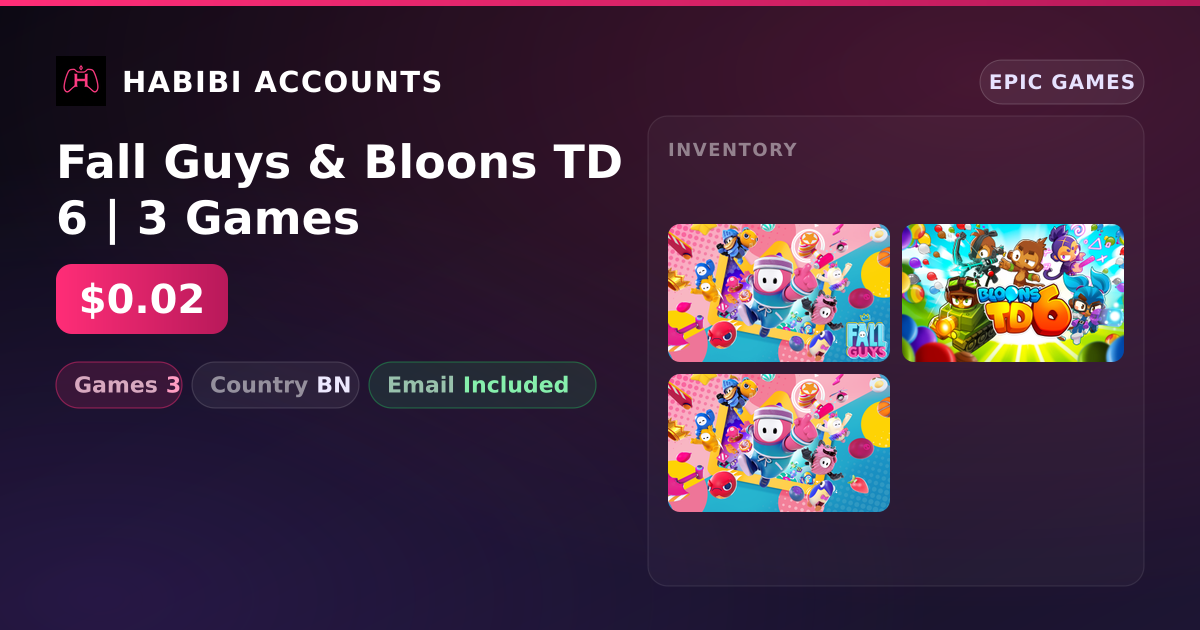 Fall Guys & Bloons TD 6 | 3 Games — HabibiAccounts