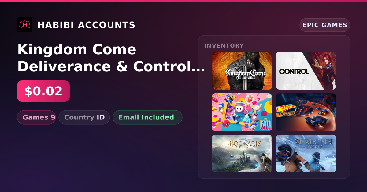 Kingdom Come Deliverance & Control | 9 Games — HabibiAccounts