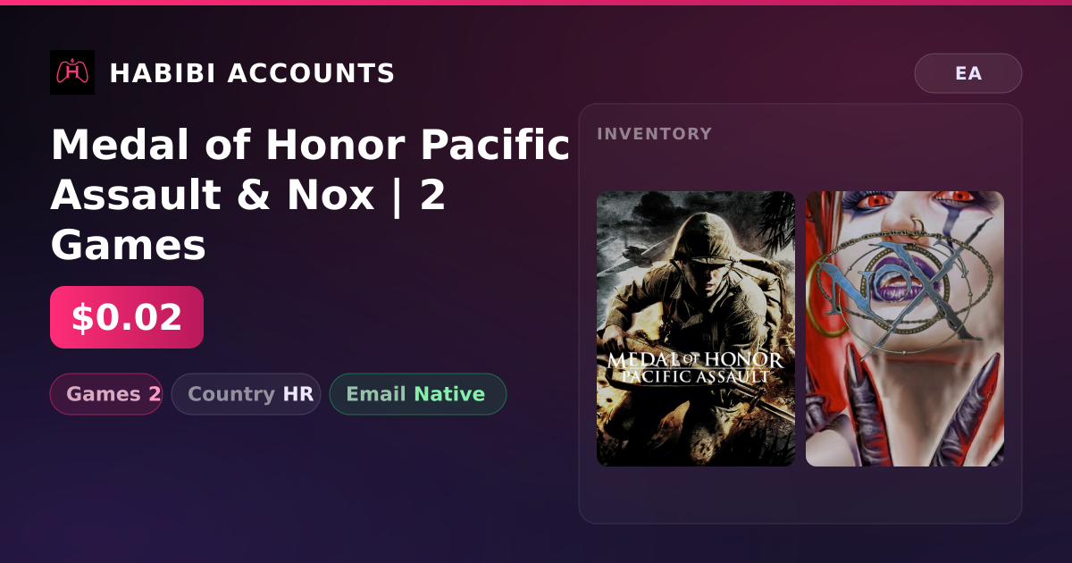 Medal of Honor Pacific Assault & Nox | 2 Games — HabibiAccounts
