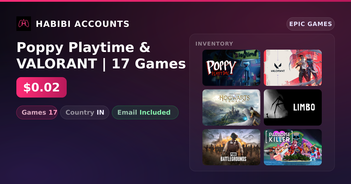 Poppy Playtime & VALORANT | 17 Games — HabibiAccounts