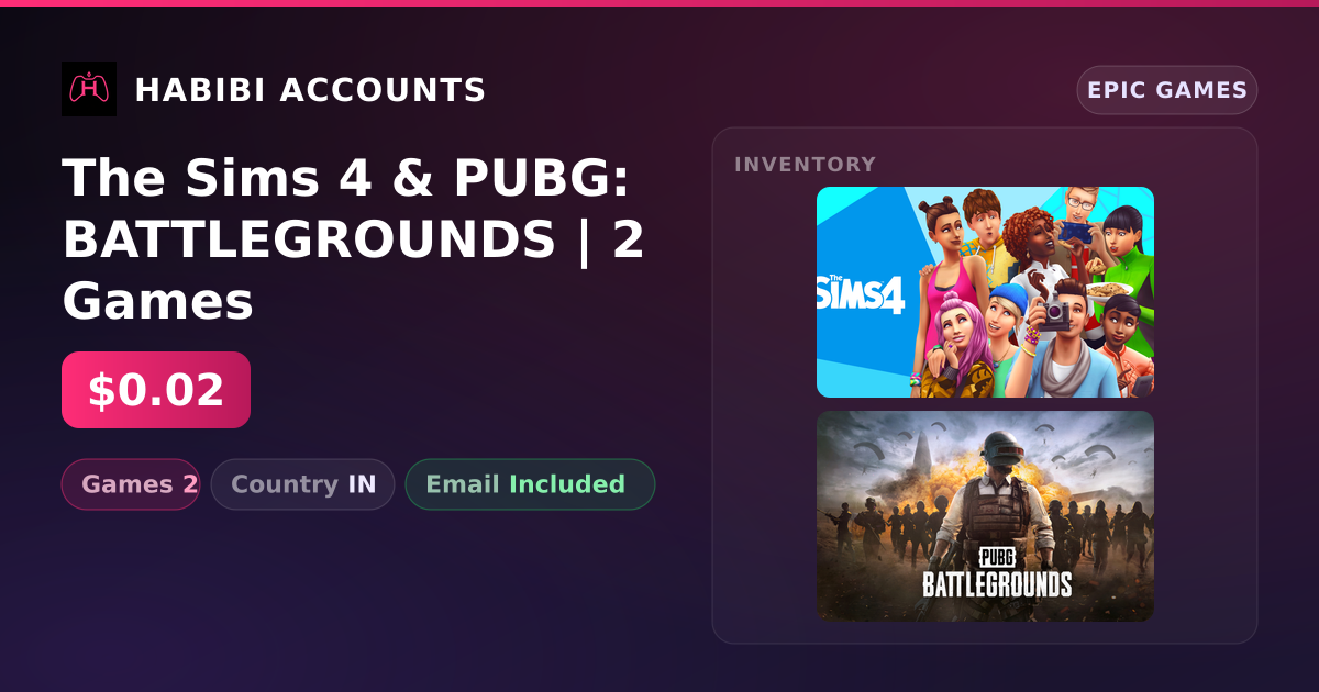 The Sims 4 & PUBG: BATTLEGROUNDS | 2 Games — HabibiAccounts