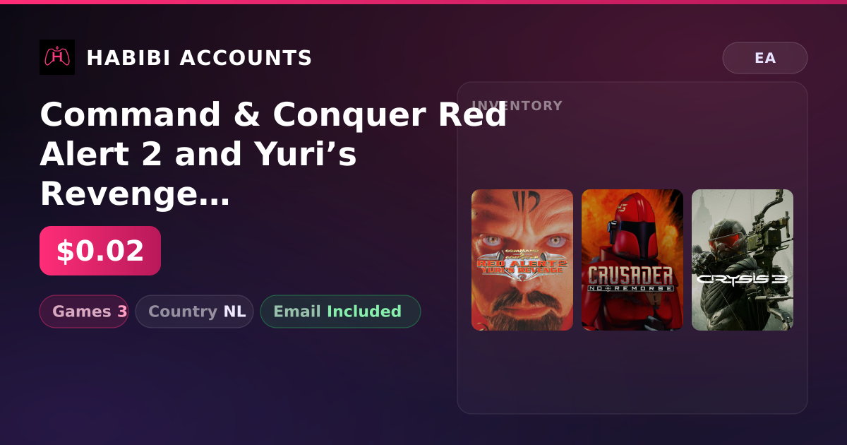 Command & Conquer Red Alert 2 and Yuri’s Revenge & Crusader: No Remorse | 3 Games — HabibiAccounts