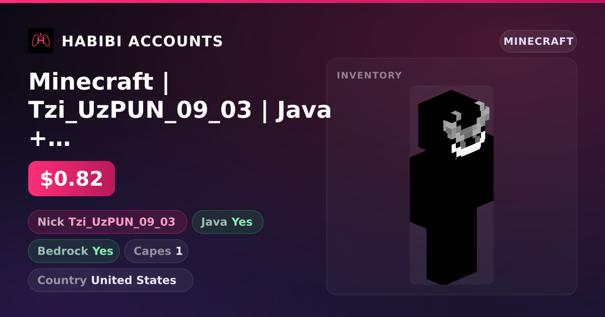 Minecraft | Tzi_UzPUN_09_03 | Java + Bedrock | 1 Capes — HabibiAccounts
