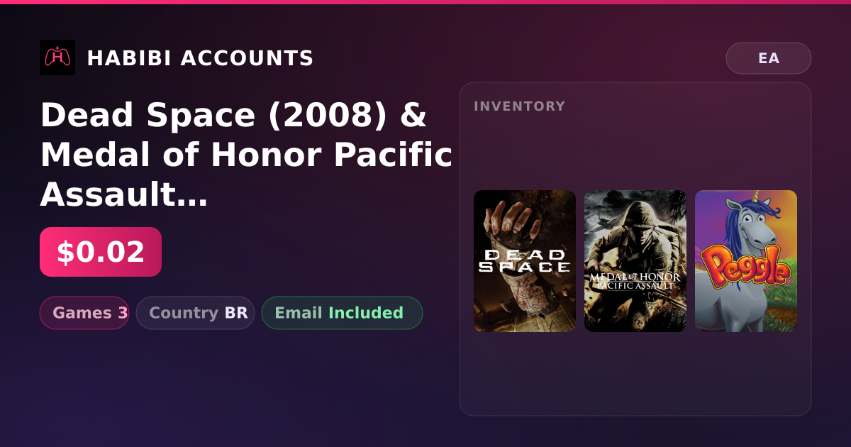 Dead Space (2008) & Medal of Honor Pacific Assault | 3 Games — HabibiAccounts
