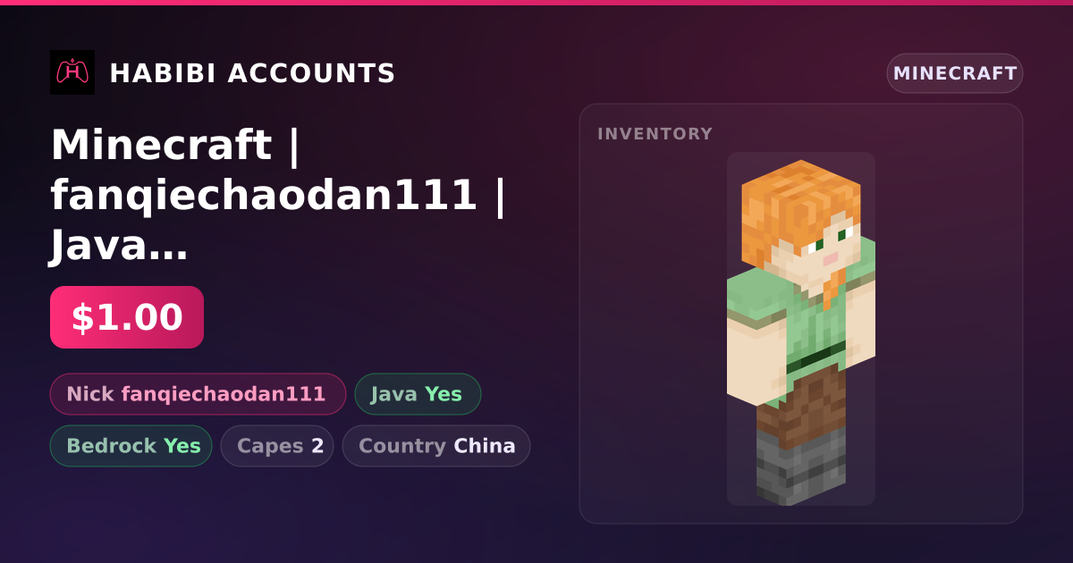 Minecraft | fanqiechaodan111 | Java + Bedrock | 2 Capes — HabibiAccounts