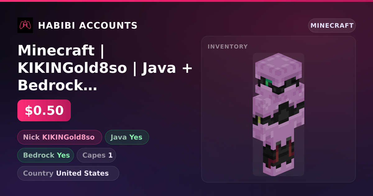 Minecraft | KIKINGold8so | Java + Bedrock | 1 Capes — HabibiAccounts