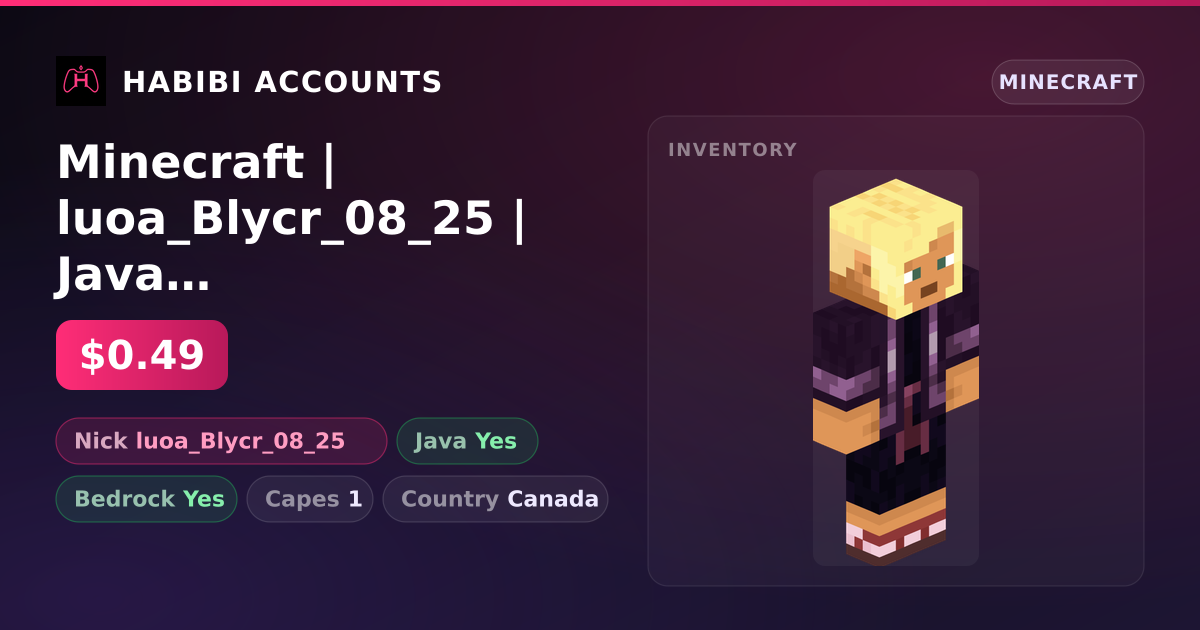 Minecraft | luoa_Blycr_08_25 | Java + Bedrock | 1 Capes — HabibiAccounts