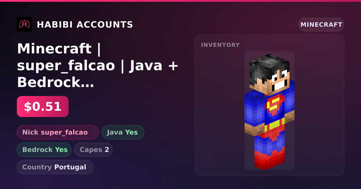 Minecraft | super_falcao | Java + Bedrock | 2 Capes — HabibiAccounts
