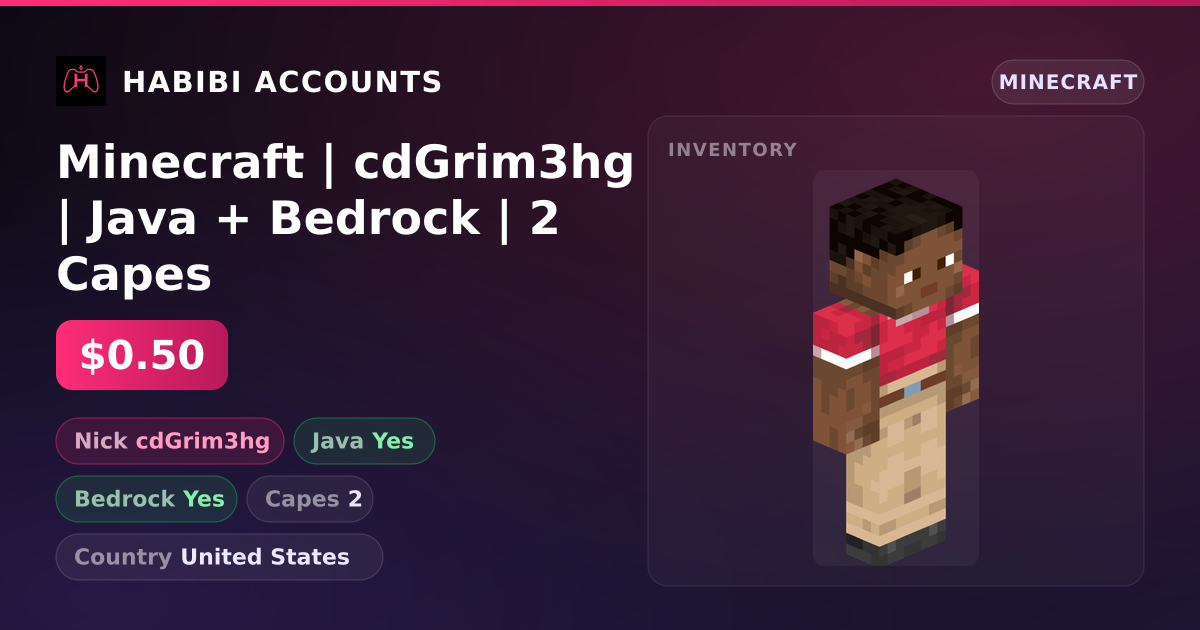 Minecraft | cdGrim3hg | Java + Bedrock | 2 Capes — HabibiAccounts