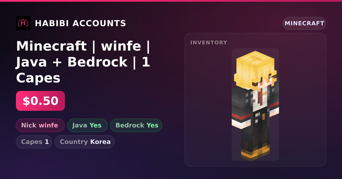 Minecraft | winfe | Java + Bedrock | 1 Capes — HabibiAccounts