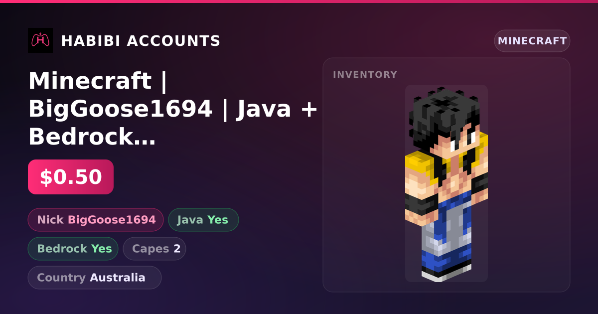 Minecraft | BigGoose1694 | Java + Bedrock | 2 Capes — HabibiAccounts