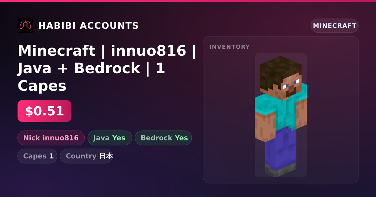 Minecraft | innuo816 | Java + Bedrock | 1 Capes — HabibiAccounts