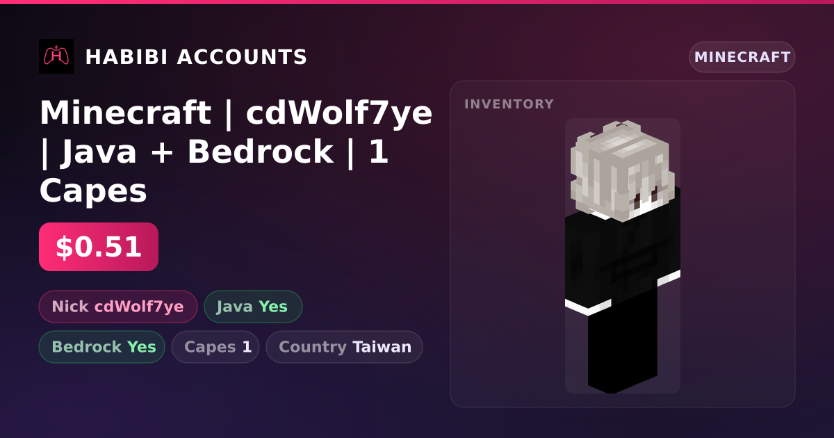 Minecraft | cdWolf7ye | Java + Bedrock | 1 Capes — HabibiAccounts