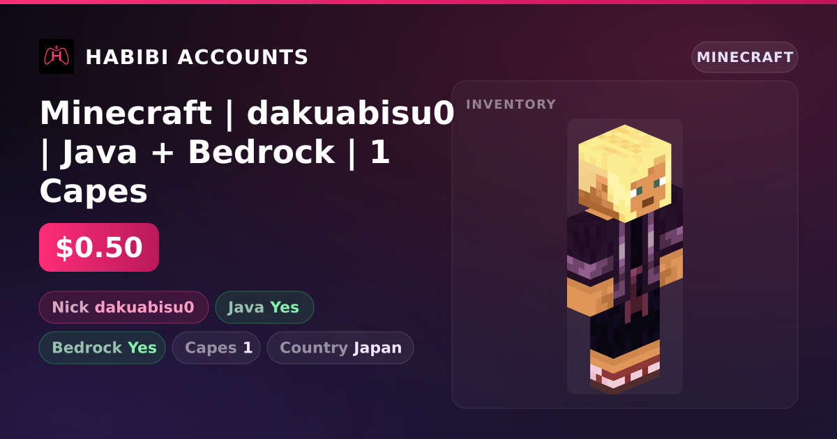 Minecraft | dakuabisu0 | Java + Bedrock | 1 Capes — HabibiAccounts