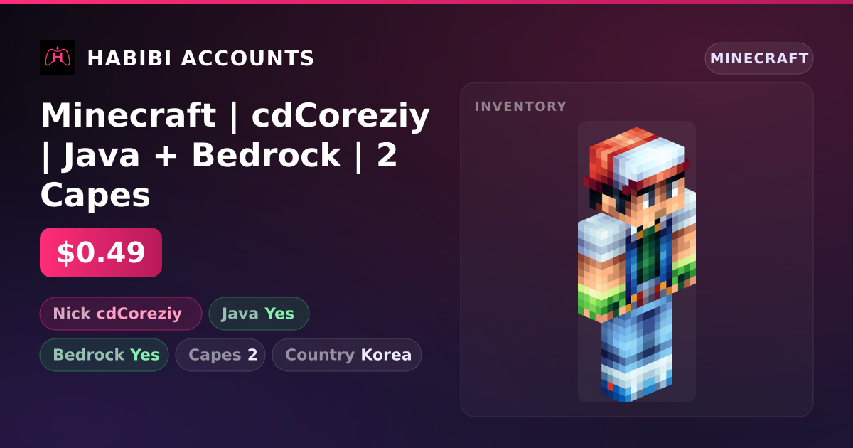 Minecraft | cdCoreziy | Java + Bedrock | 2 Capes — HabibiAccounts
