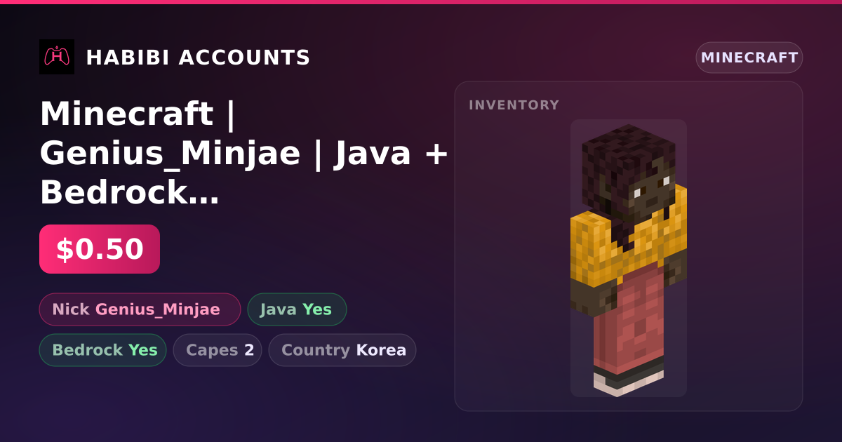 Minecraft | Genius_Minjae | Java + Bedrock | 2 Capes — HabibiAccounts