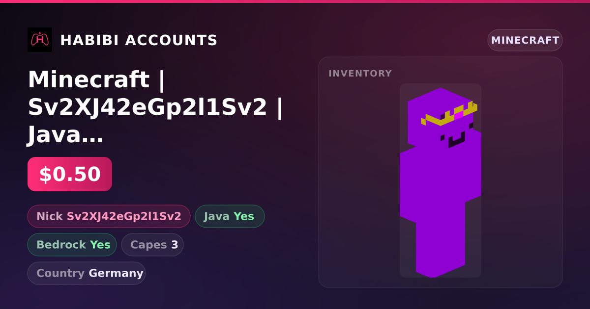 Minecraft | Sv2XJ42eGp2l1Sv2 | Java + Bedrock | 3 Capes — HabibiAccounts