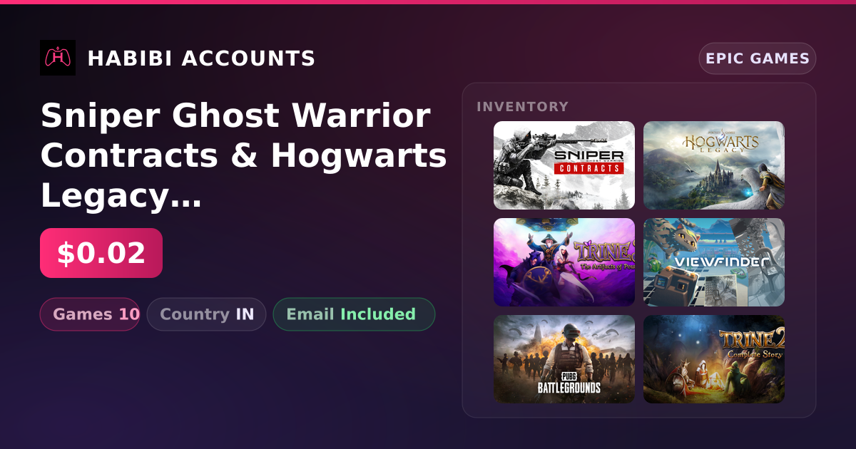 Sniper Ghost Warrior Contracts & Hogwarts Legacy | 10 Games — HabibiAccounts