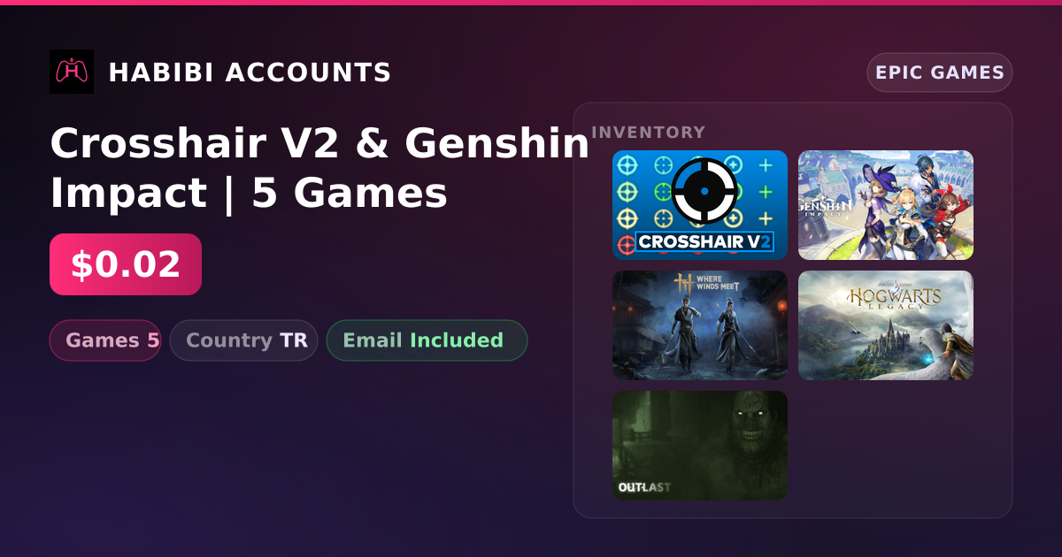 Crosshair V2 & Genshin Impact | 5 Games — HabibiAccounts