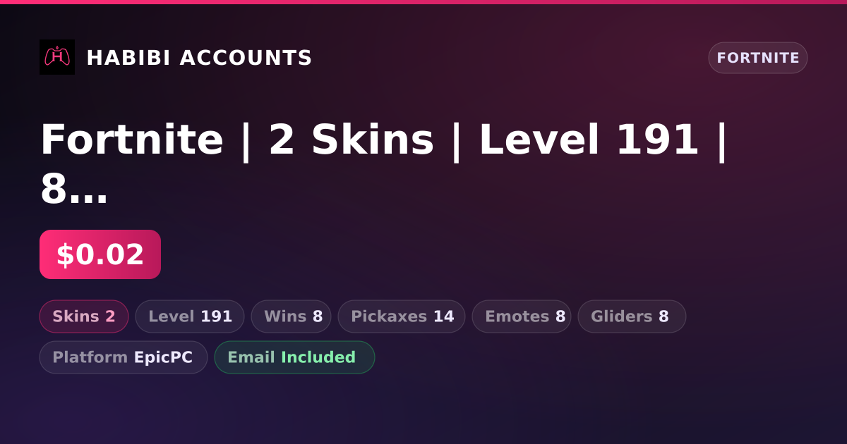 Fortnite | 2 Skins | Level 191 | 8 Wins — HabibiAccounts