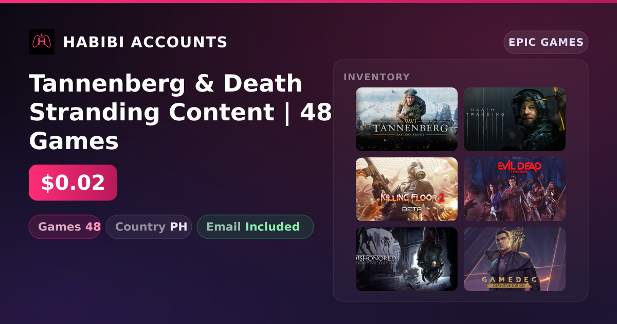 Tannenberg & Death Stranding Content | 48 Games — HabibiAccounts