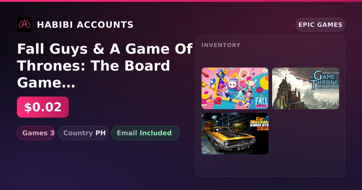 Fall Guys & A Game Of Thrones: The Board Game Digital Edition | 3 Games — HabibiAccounts