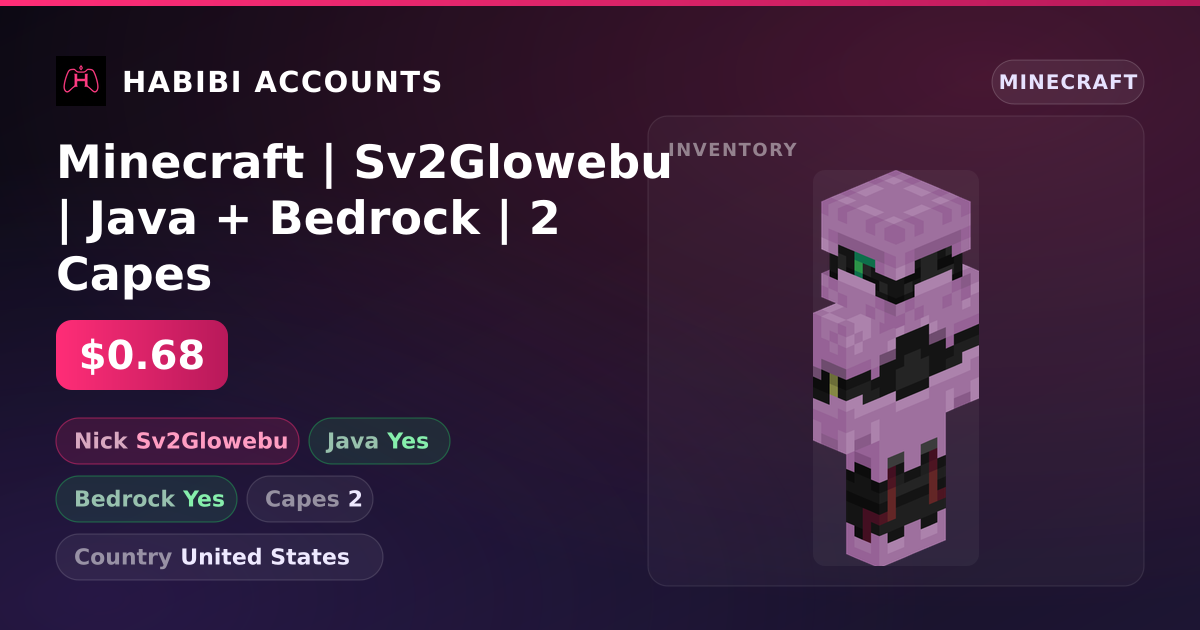 Minecraft | Sv2Glowebu | Java + Bedrock | 2 Capes — HabibiAccounts