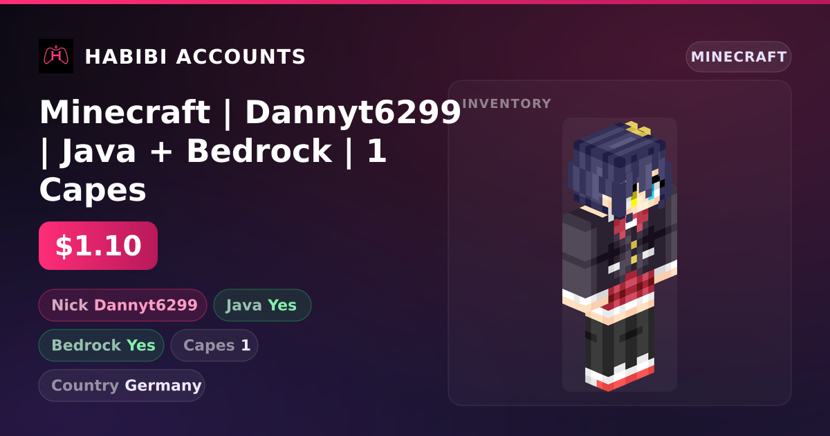 Minecraft | Dannyt6299 | Java + Bedrock | 1 Capes — HabibiAccounts