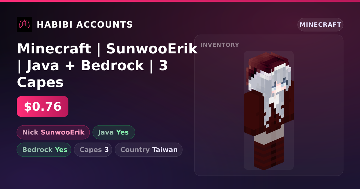 Minecraft | SunwooErik | Java + Bedrock | 3 Capes — HabibiAccounts