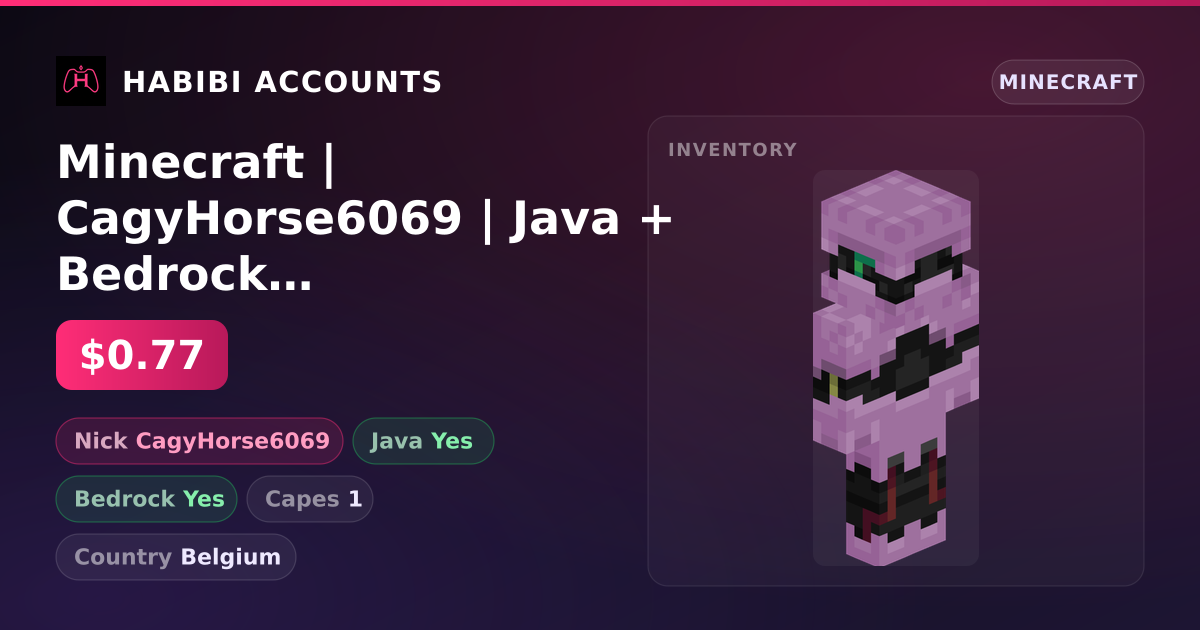 Minecraft | CagyHorse6069 | Java + Bedrock | 1 Capes — HabibiAccounts