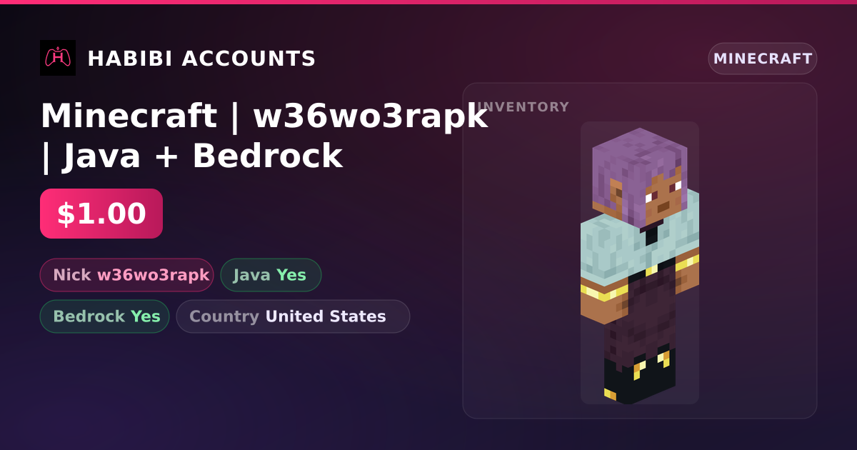 Minecraft | w36wo3rapk | Java + Bedrock — HabibiAccounts