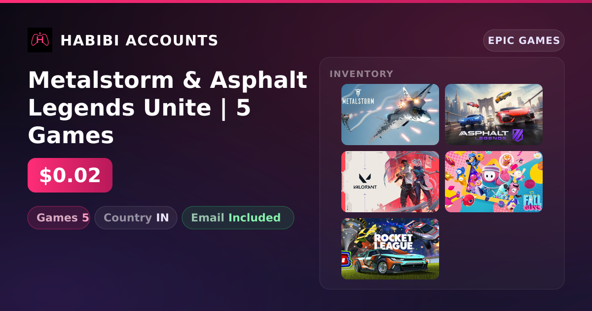 Metalstorm & Asphalt Legends Unite | 5 Games — HabibiAccounts