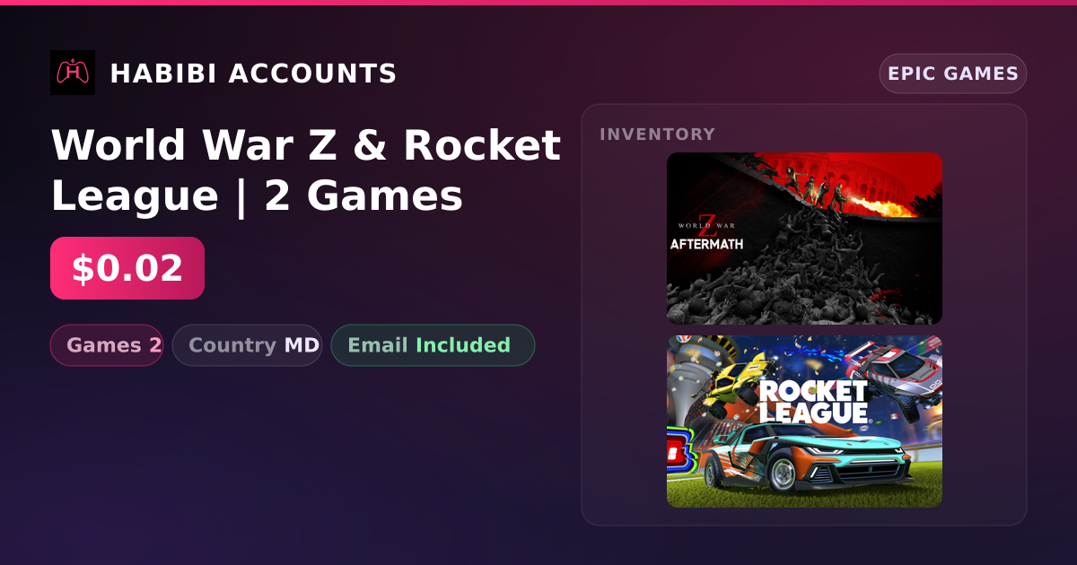 World War Z & Rocket League | 2 Games — HabibiAccounts