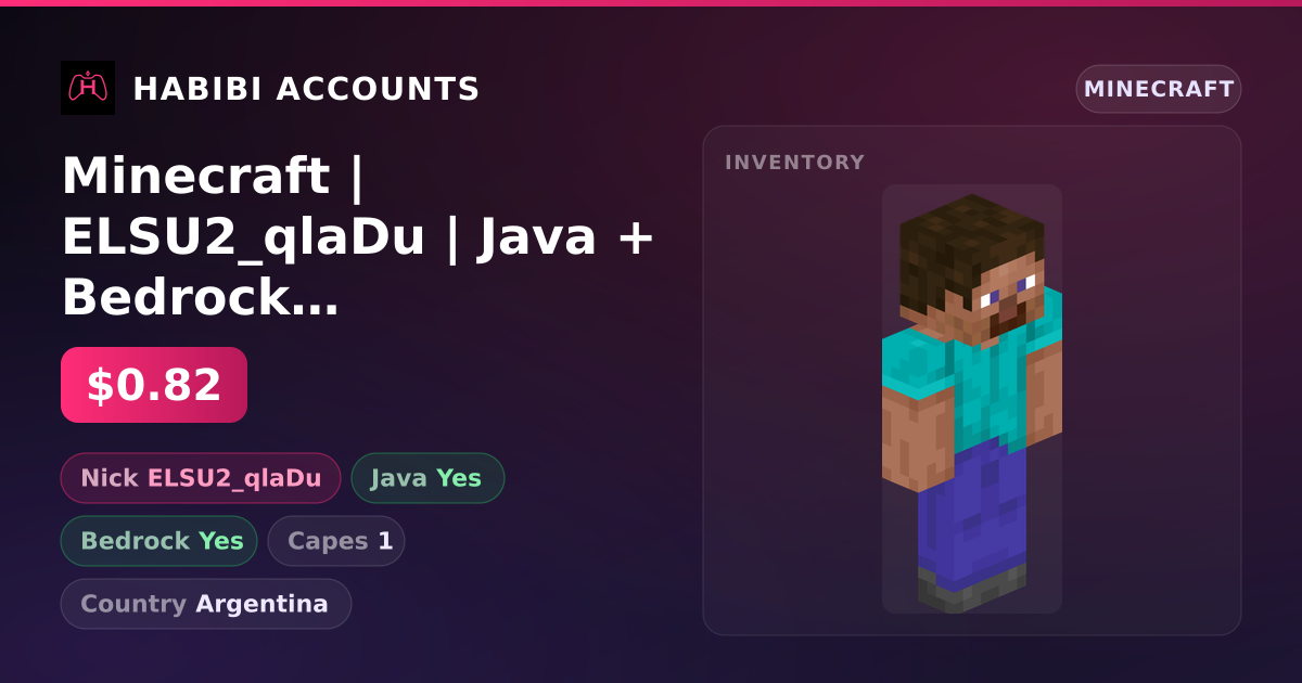 Minecraft | ELSU2_qlaDu | Java + Bedrock | 1 Capes — HabibiAccounts