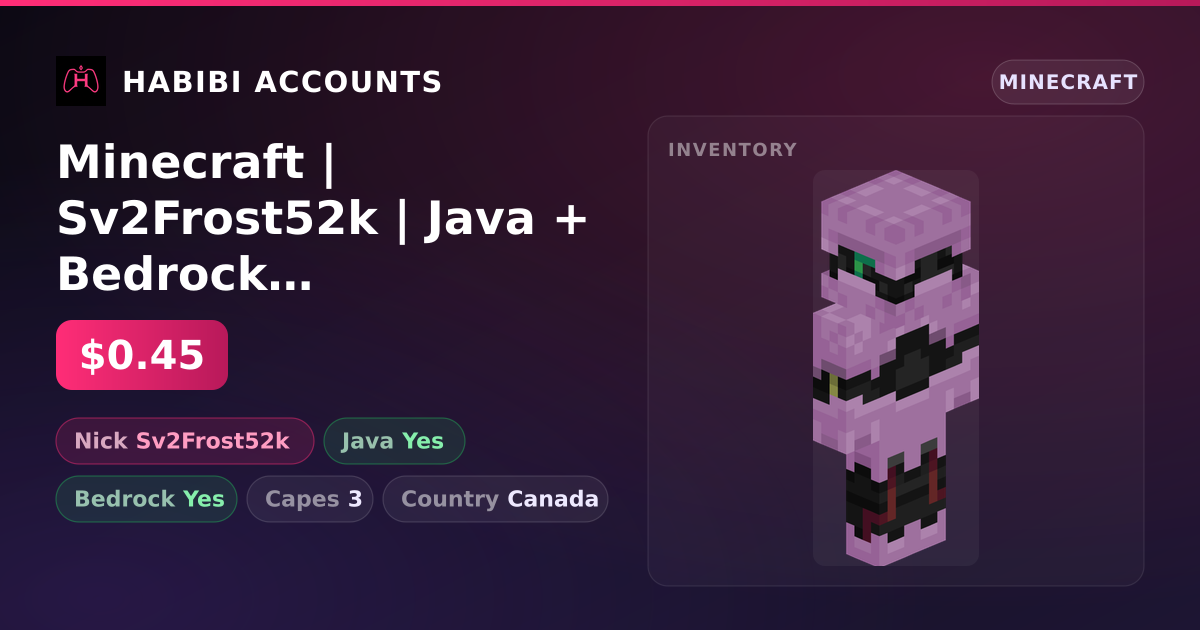 Minecraft | Sv2Frost52k | Java + Bedrock | 3 Capes — HabibiAccounts