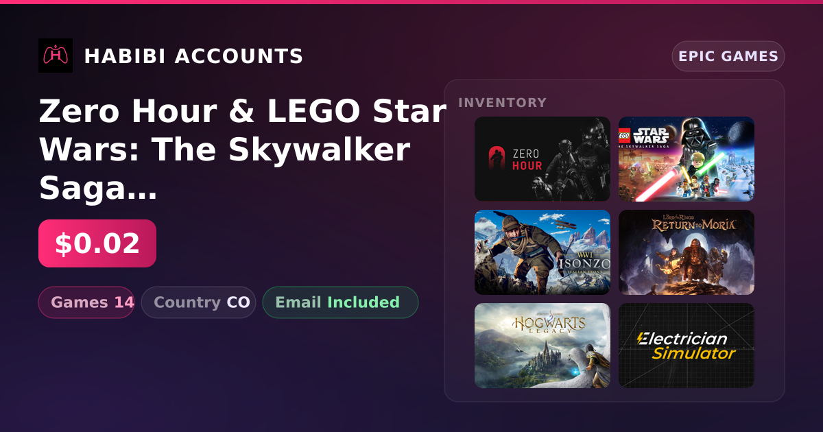 Zero Hour & LEGO Star Wars: The Skywalker Saga | 14 Games — HabibiAccounts