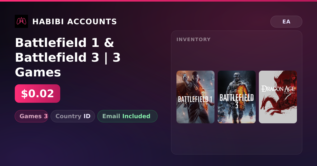 Battlefield 1 & Battlefield 3 | 3 Games — HabibiAccounts