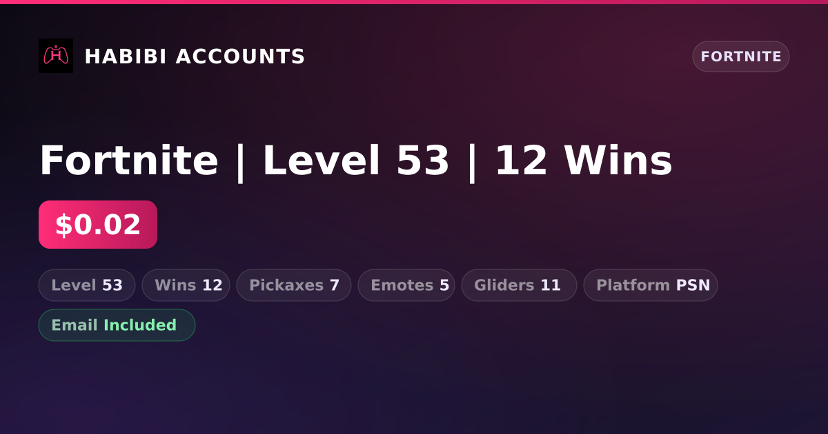 Fortnite | Level 53 | 12 Wins — HabibiAccounts