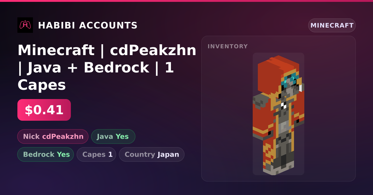 Minecraft | cdPeakzhn | Java + Bedrock | 1 Capes — HabibiAccounts