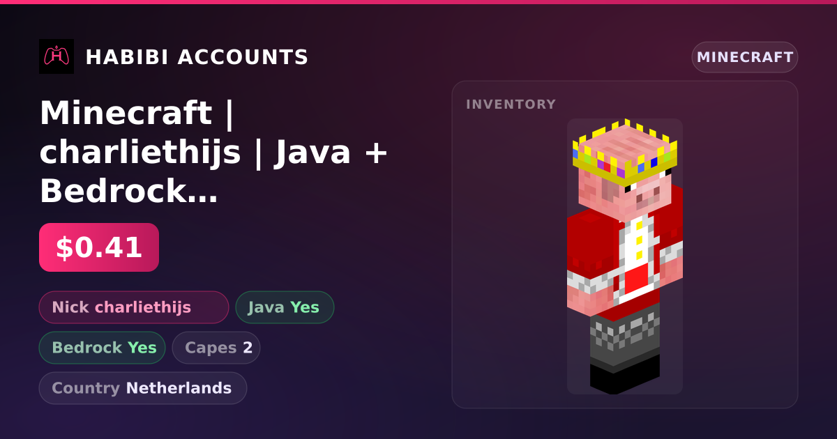 Minecraft | charliethijs | Java + Bedrock | 2 Capes — HabibiAccounts