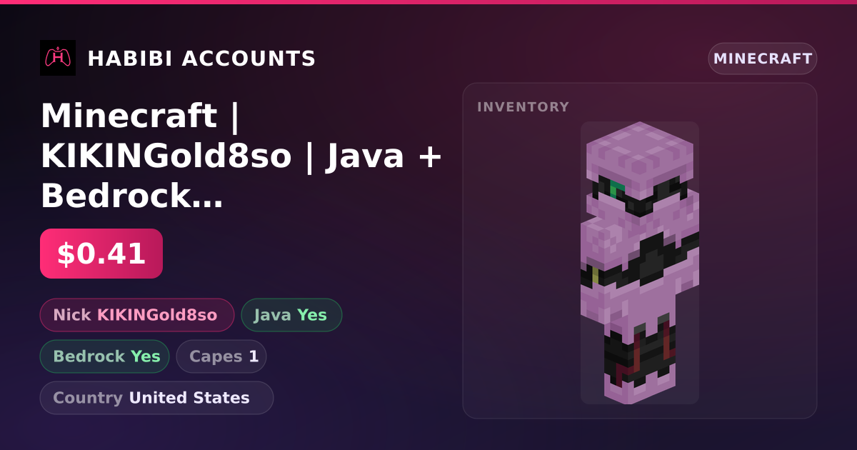 Minecraft | KIKINGold8so | Java + Bedrock | 1 Capes — HabibiAccounts