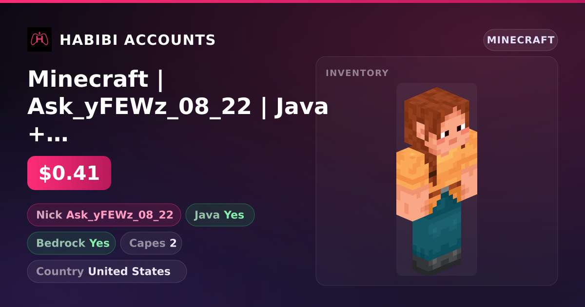 Minecraft | Ask_yFEWz_08_22 | Java + Bedrock | 2 Capes — HabibiAccounts